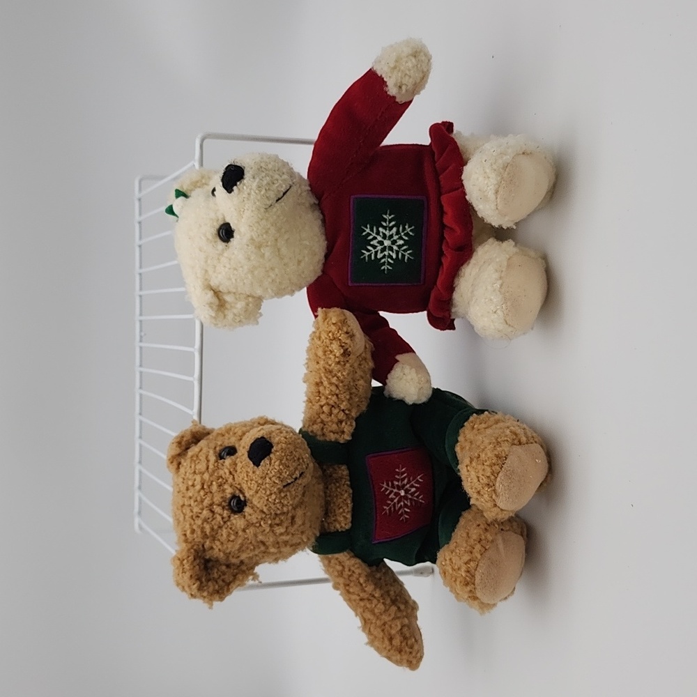 VINTAGE Hallmark Kiss Kiss Mistletoe Plush Bears 9"